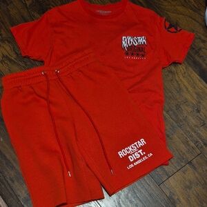 Rockstar Original Red Men's T-Shirt and Shorts Set
